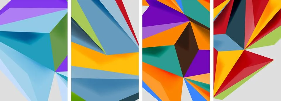 Set of mosaic triangle pattern abstract posters. Vector illustration For Illustrazione stock