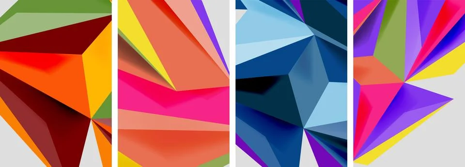 Set of mosaic triangle pattern abstract posters. Vector illustration For Stockillustratie