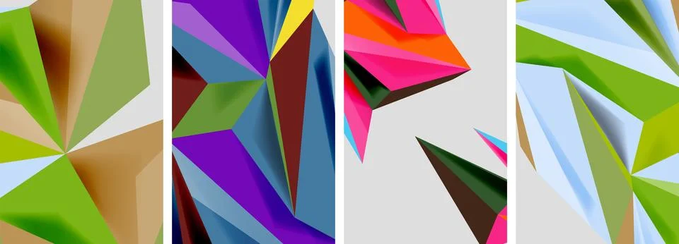 Set of mosaic triangle pattern abstract posters. Vector illustration For Illustrazione stock
