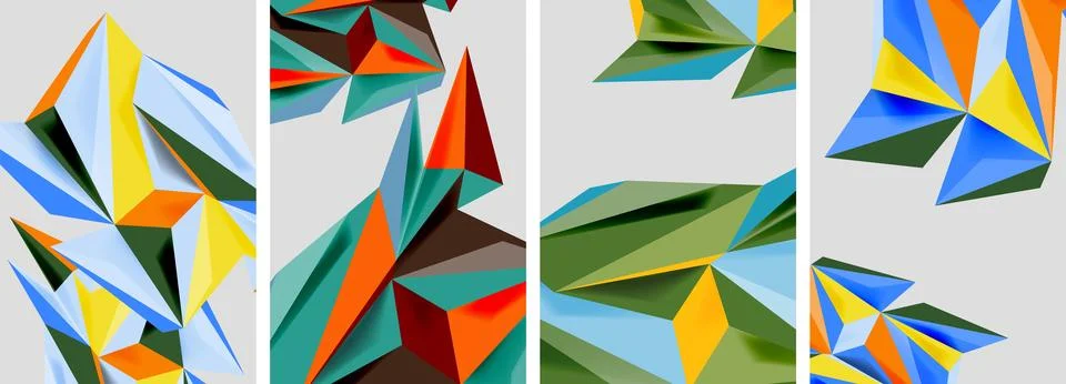 Set of mosaic triangle pattern abstract posters. Vector illustration For Stock Illustration