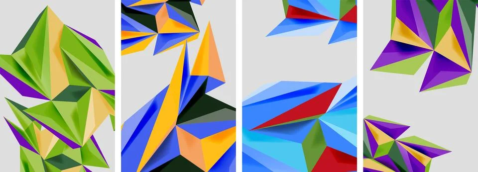 Set of mosaic triangle pattern abstract posters. Vector illustration For Stockillustratie