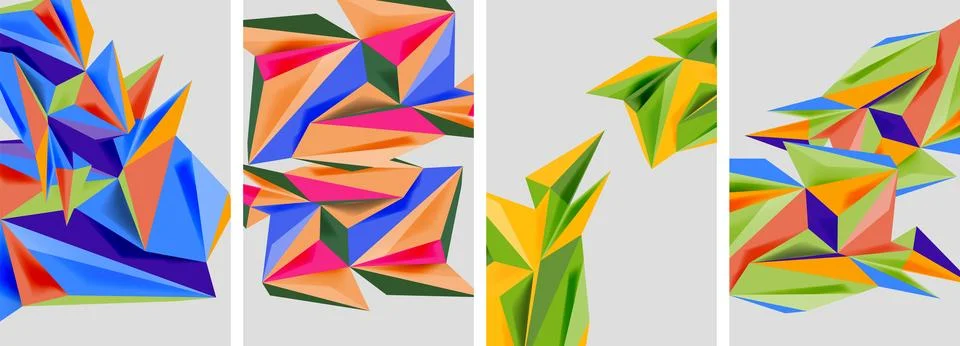 Set of mosaic triangle pattern abstract posters. Vector illustration For Stock Illustration