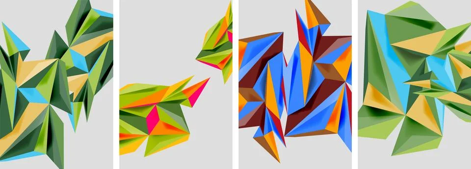 Set of mosaic triangle pattern abstract posters. Vector illustration For Stockillustratie