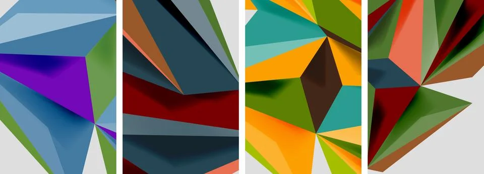 Set of mosaic triangle pattern abstract posters. Vector illustration For Stock Illustration