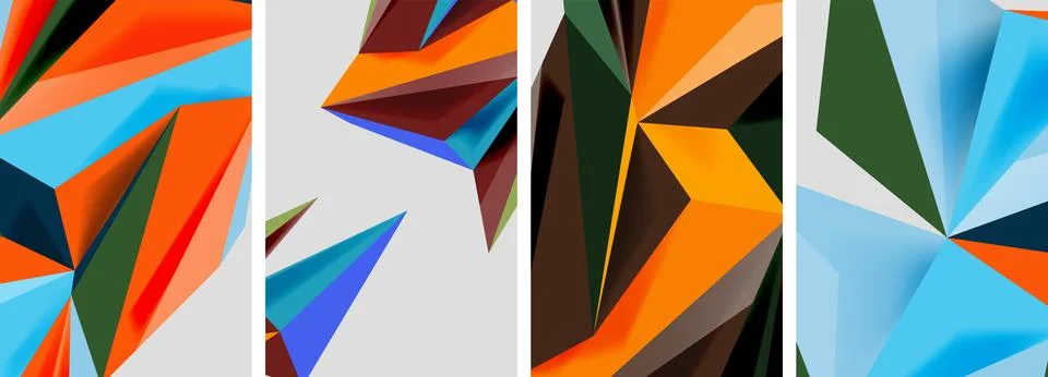 Set of mosaic triangle pattern abstract posters. Vector illustration For Illustrazione stock