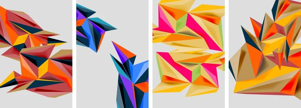 Set of mosaic triangle pattern abstract posters. Vector illustration For Stock Illustration