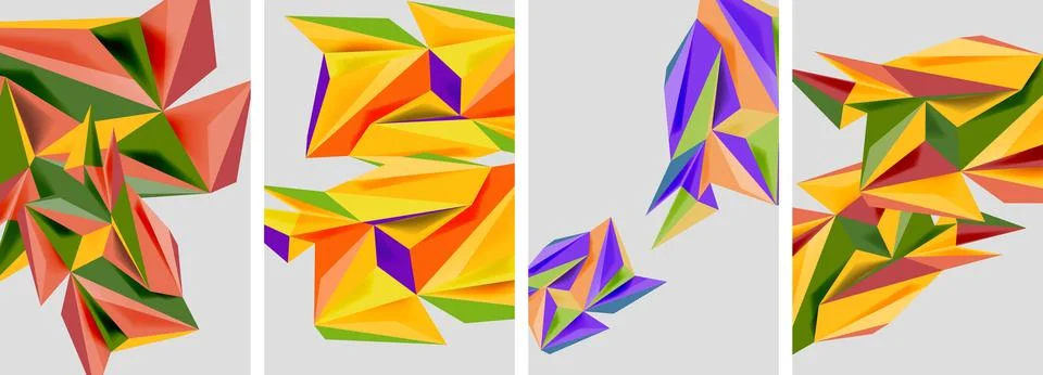 Set of mosaic triangle pattern abstract posters. Vector illustration For Illustrazione stock