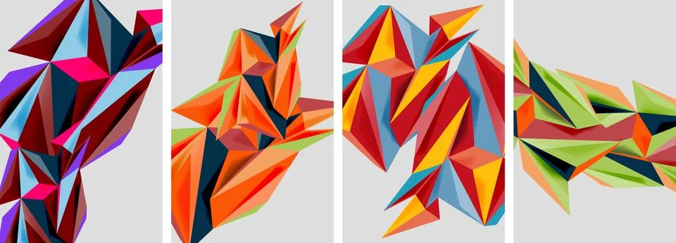 Set of mosaic triangle pattern abstract posters. Vector illustration For Illustrazione stock