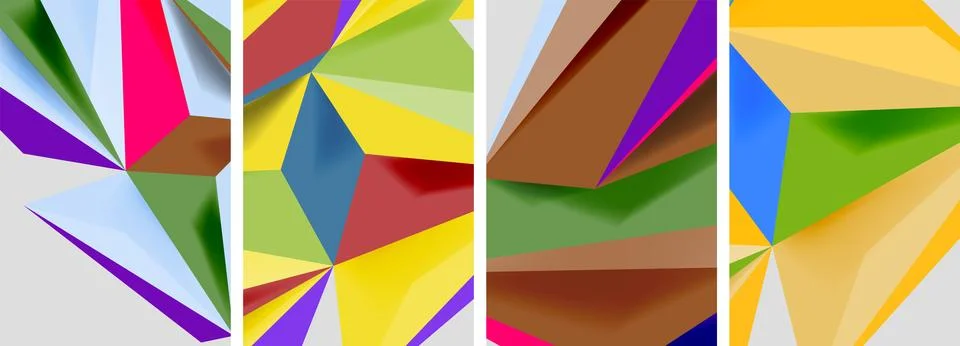 Set of mosaic triangle pattern abstract posters. Vector illustration For Stock Illustration