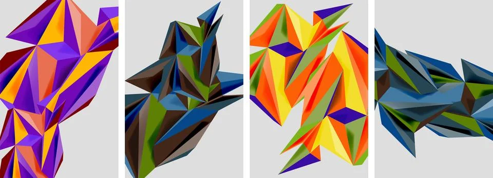 Set of mosaic triangle pattern abstract posters. Vector illustration For Stockillustratie