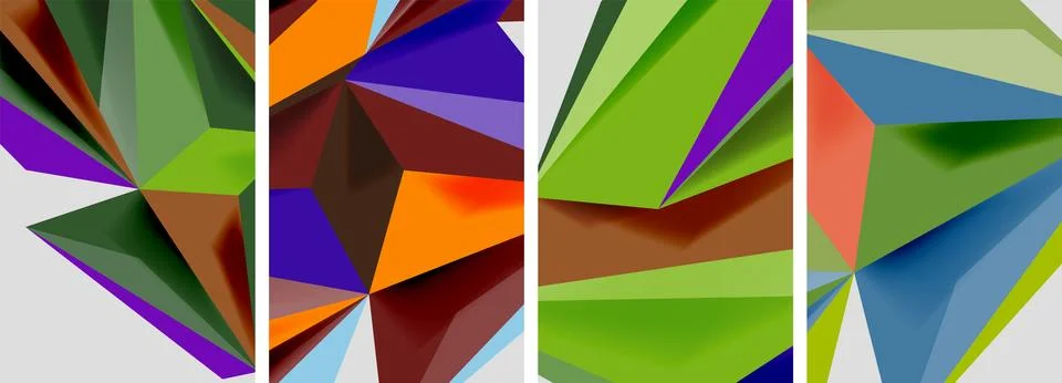 Set of mosaic triangle pattern abstract posters. Vector illustration For イラスト素材