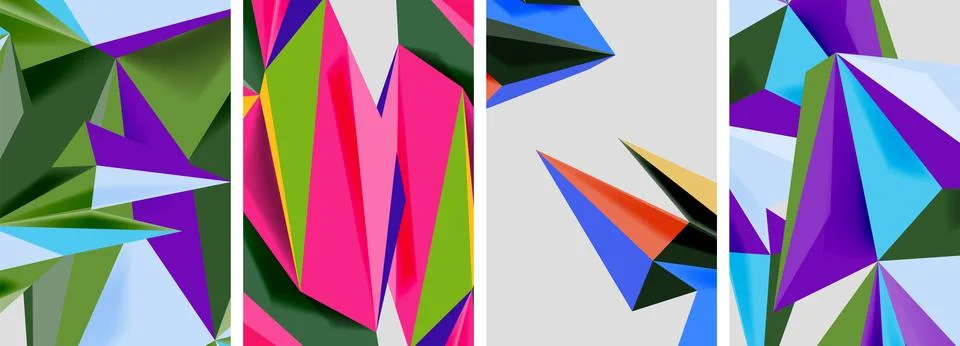 Set of mosaic triangle pattern abstract posters. Vector illustration For Illustrazione stock
