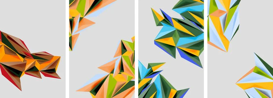 Set of mosaic triangle pattern abstract posters. Vector illustration For Stock Illustration