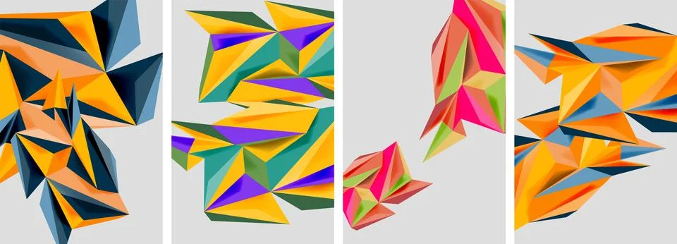 Set of mosaic triangle pattern abstract posters. Vector illustration For Stockillustratie