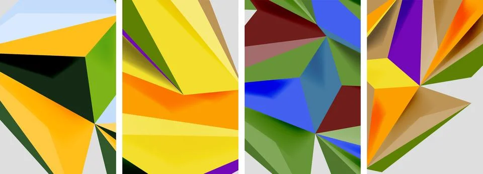 Set of mosaic triangle pattern abstract posters. Vector illustration For Stockillustratie