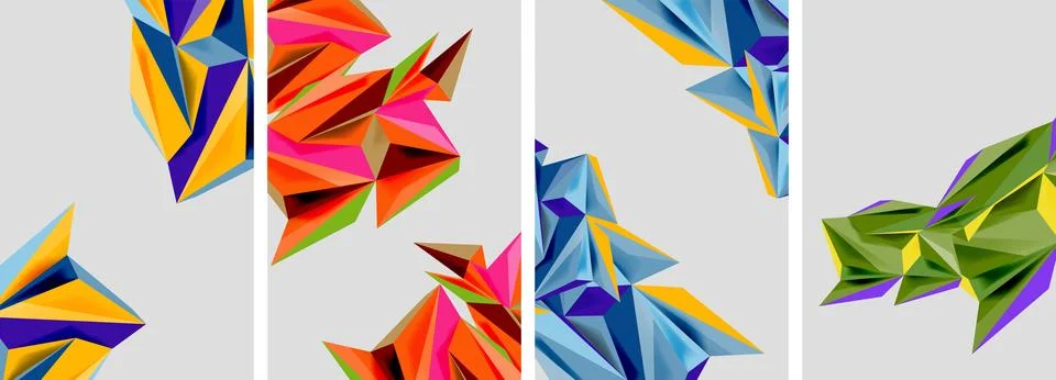 Set of mosaic triangle pattern abstract posters. Vector illustration For Stock Illustration