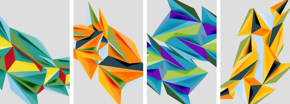 Set of mosaic triangle pattern abstract posters. Vector illustration For Stockillustratie