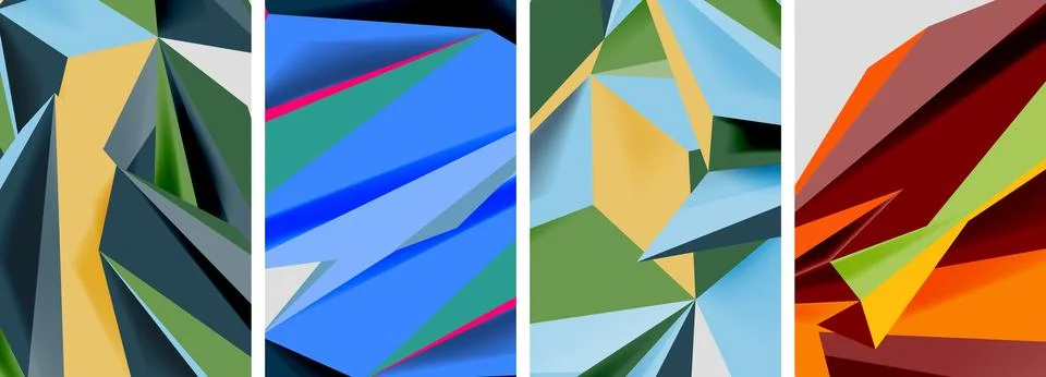 Set of mosaic triangle pattern abstract posters. Vector illustration For Illustrazione stock