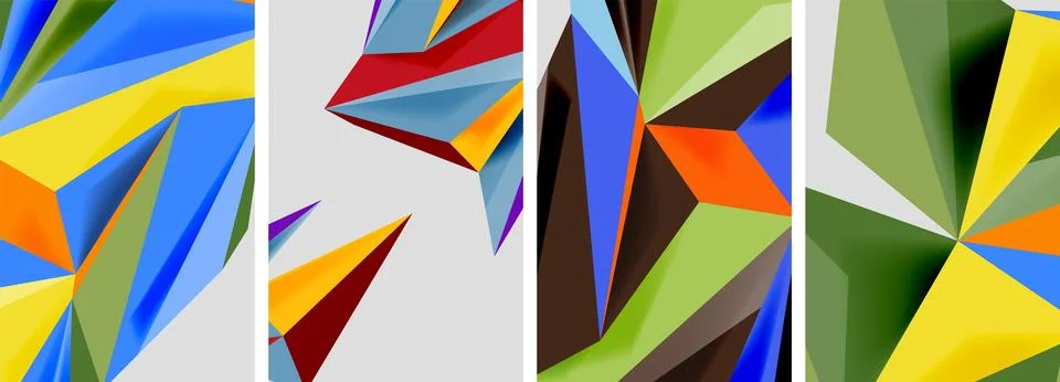 Set of mosaic triangle pattern abstract posters. Vector illustration For Stock Illustration