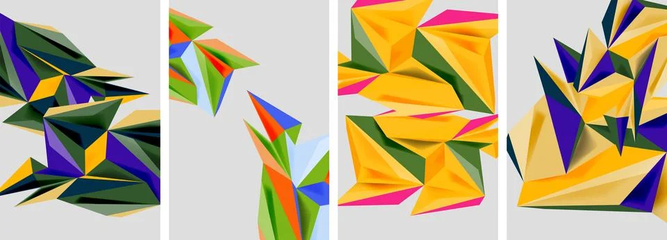 Set of mosaic triangle pattern abstract posters. Vector illustration For Illustrazione stock