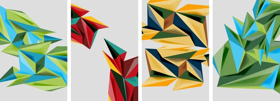 Set of mosaic triangle pattern abstract posters. Vector illustration For Stock Illustration