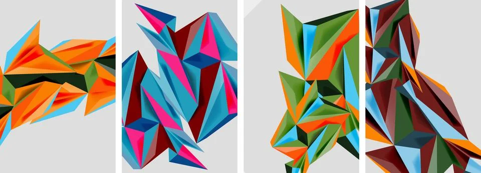Set of mosaic triangle pattern abstract posters. Vector illustration For Stockillustratie