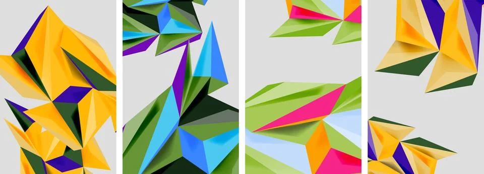 Set of mosaic triangle pattern abstract posters. Vector illustration For Stock Illustration