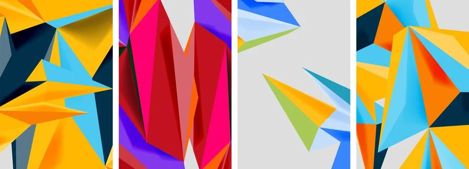 Set of mosaic triangle pattern abstract posters. Vector illustration For Stockillustratie