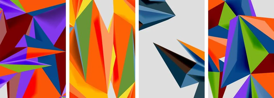 Set of mosaic triangle pattern abstract posters. Vector illustration For Stock Illustration