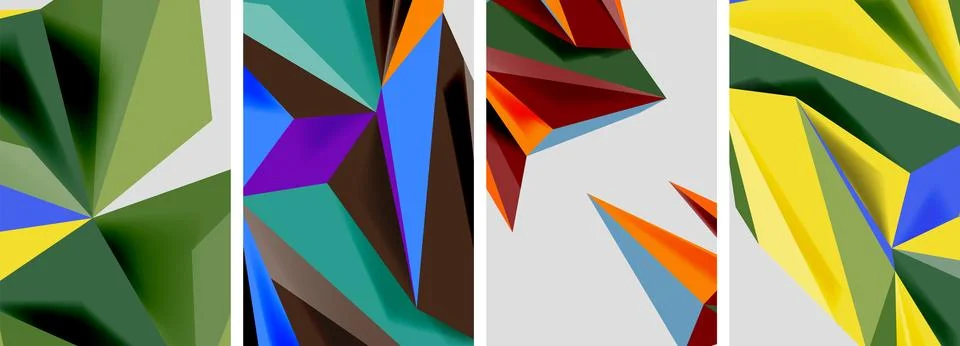 Set of mosaic triangle pattern abstract posters. Vector illustration For Illustrazione stock