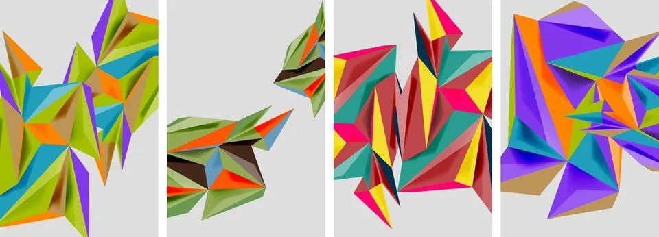 Set of mosaic triangle pattern abstract posters. Vector illustration For Illustrazione stock