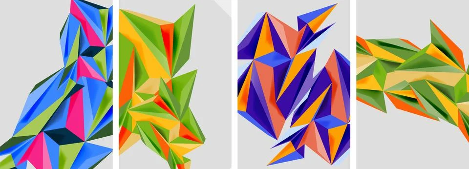 Set of mosaic triangle pattern abstract posters. Vector illustration For Stockillustratie
