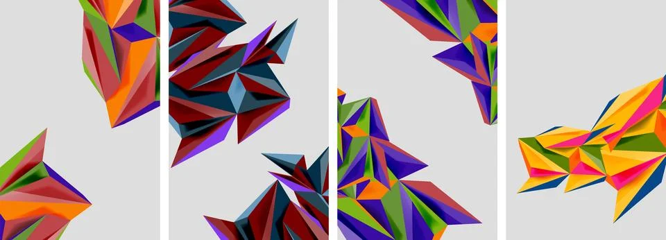 Set of mosaic triangle pattern abstract posters. Vector illustration For Stock Illustration