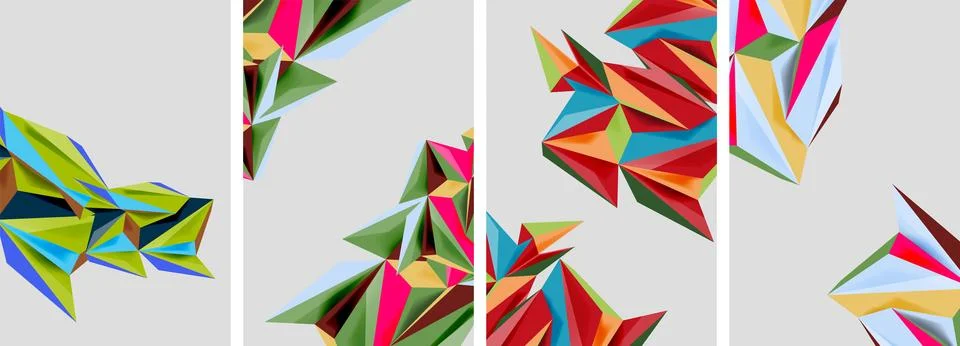 Set of mosaic triangle pattern abstract posters. Vector illustration For Stock Illustration