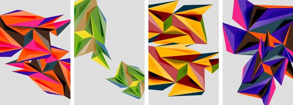 Set of mosaic triangle pattern abstract posters. Vector illustration For Stock Illustration