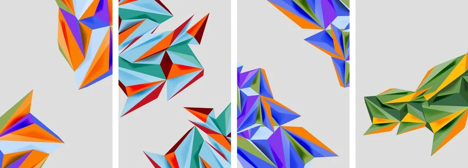 Set of mosaic triangle pattern abstract posters. Vector illustration For Stock Illustration