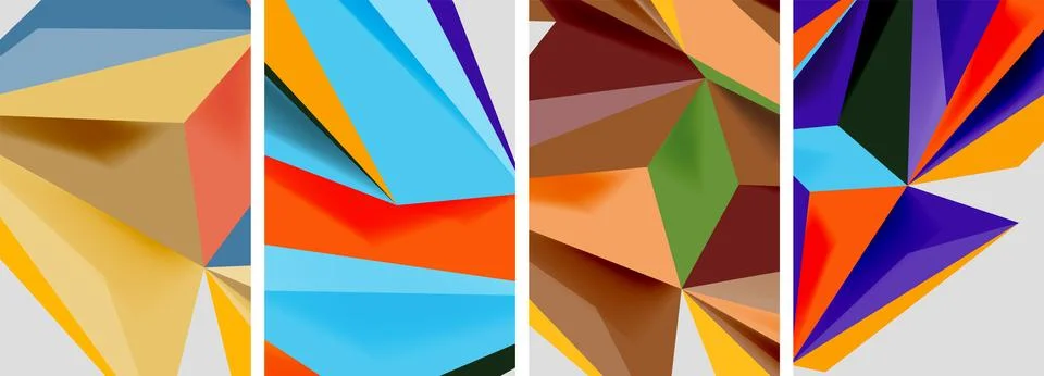 Set of mosaic triangle pattern abstract posters. Vector illustration For Stock Illustration