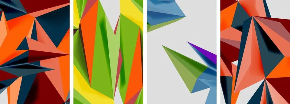 Set of mosaic triangle pattern abstract posters. Vector illustration For Stock Illustration