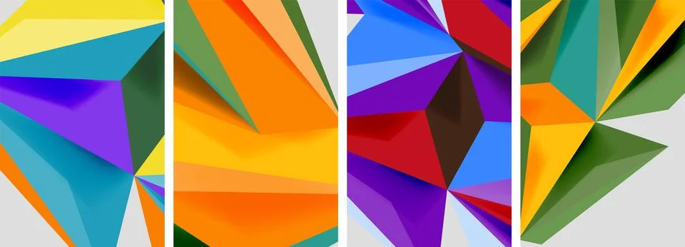 Set of mosaic triangle pattern abstract posters. Vector illustration For Stock Illustration