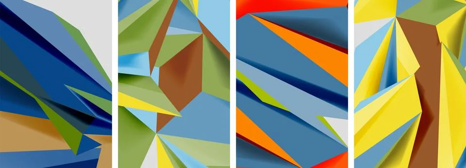 Set of mosaic triangle pattern abstract posters. Vector illustration For Stock Illustration
