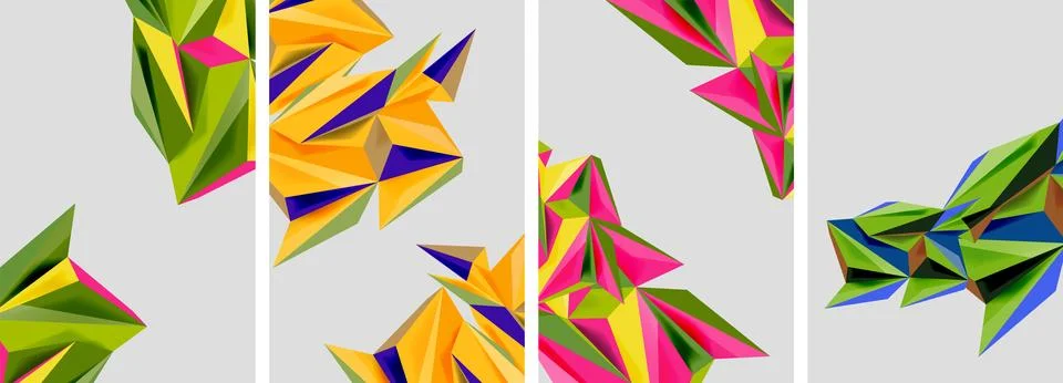 Set of mosaic triangle pattern abstract posters. Vector illustration For Stock Illustration