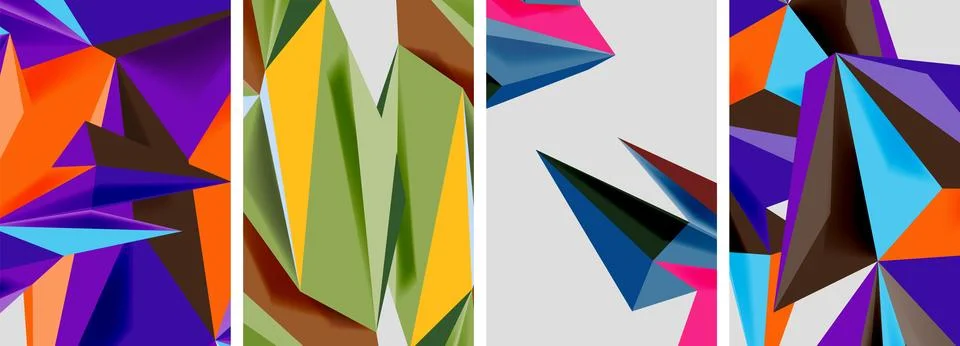 Set of mosaic triangle pattern abstract posters. Vector illustration For Stock Illustration