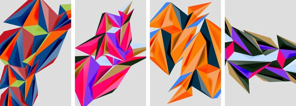 Set of mosaic triangle pattern abstract posters. Vector illustration For Stockillustratie