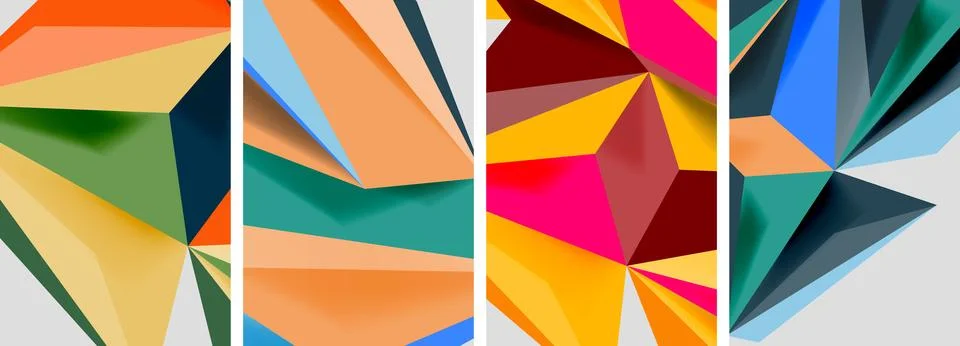 Set of mosaic triangle pattern abstract posters. Vector illustration For Stock Illustration