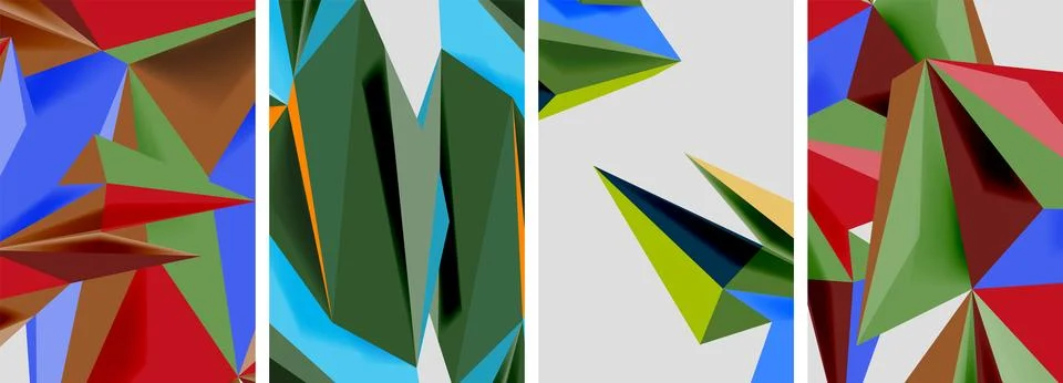 Set of mosaic triangle pattern abstract posters. Vector illustration For Illustrazione stock