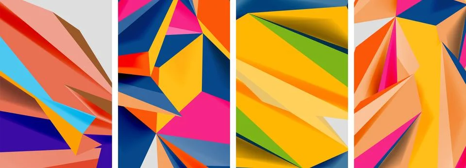 Set of mosaic triangle pattern abstract posters. Vector illustration For Stock Illustration