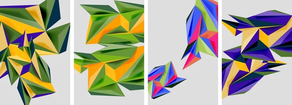 Set of mosaic triangle pattern abstract posters. Vector illustration For Illustrazione stock