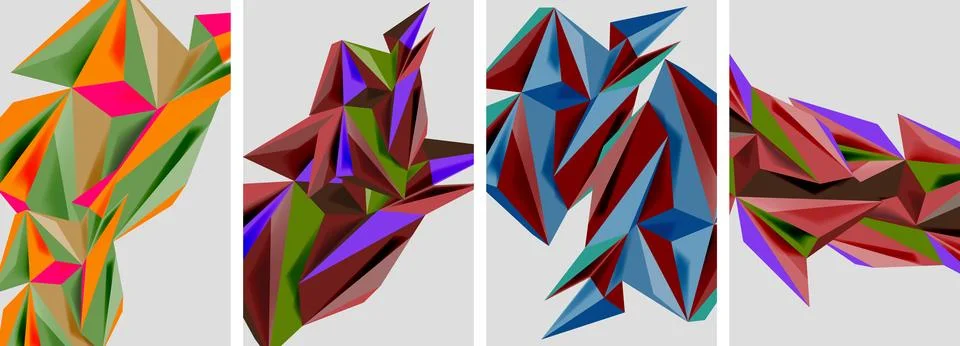 Set of mosaic triangle pattern abstract posters. Vector illustration For Stockillustratie