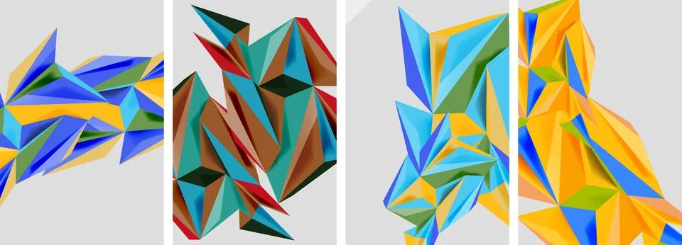Set of mosaic triangle pattern abstract posters. Vector illustration For Stock Illustration
