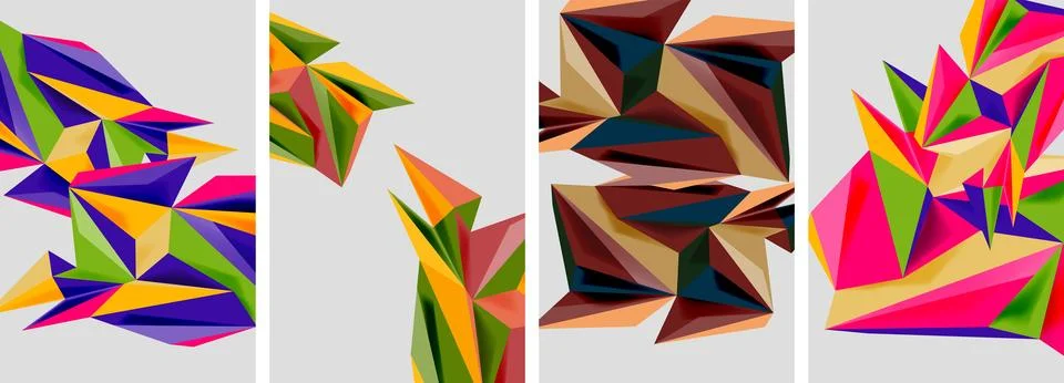 Set of mosaic triangle pattern abstract posters. Vector illustration For Stockillustratie